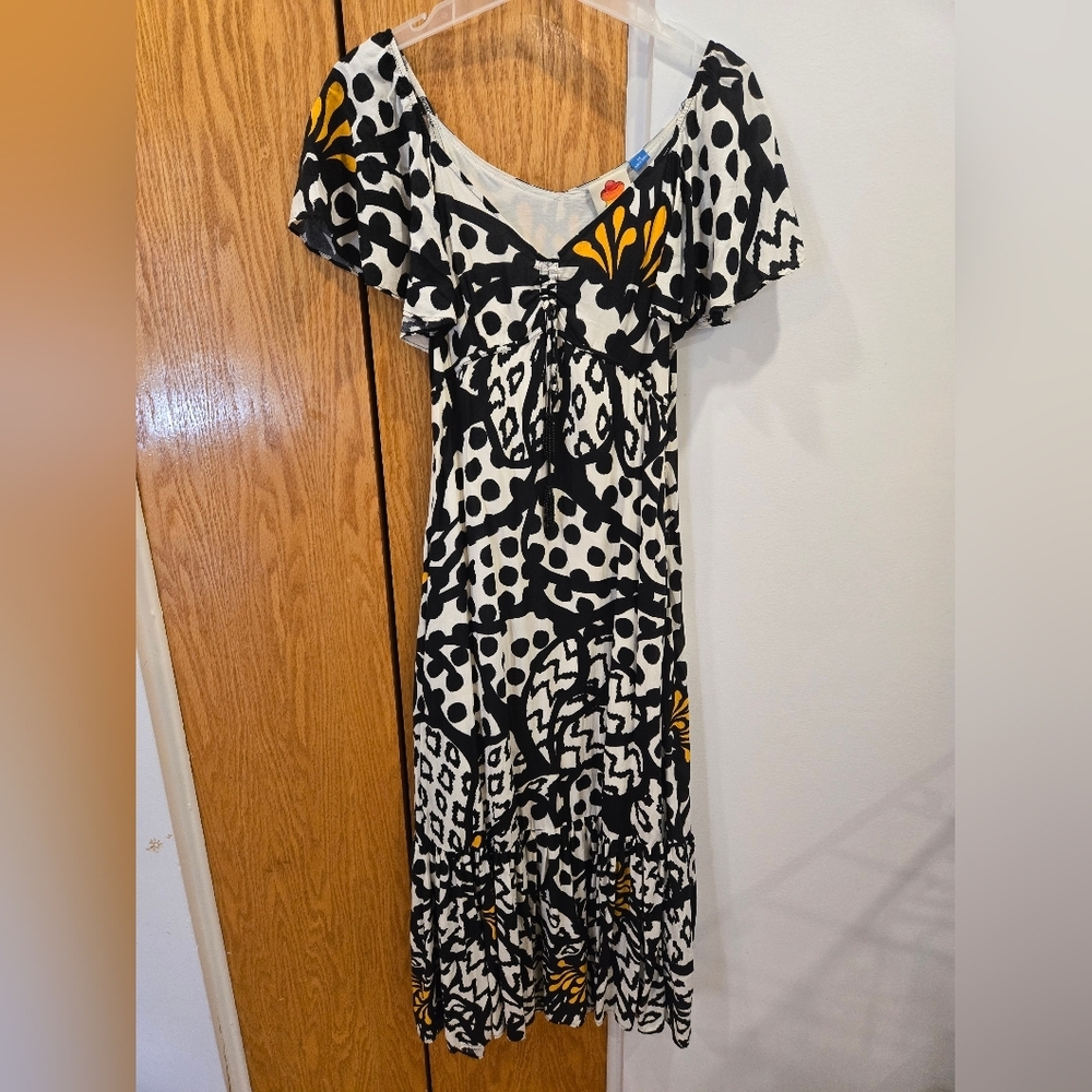 Farm Rio For Anthropologie Flutter-Sleeved Maxi Dress Sz XS - Picture 9 of 15